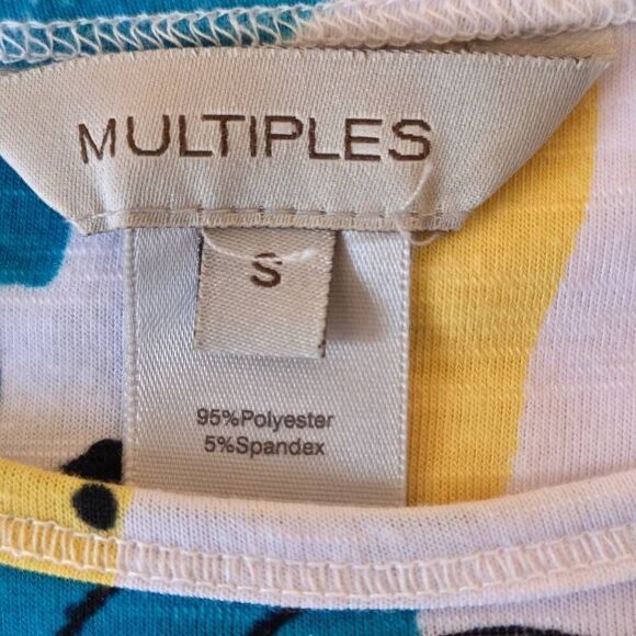 Multiples Womens Abstract Multi Color Flare Sleeve Art to Wear Top Small - Picture 2 of 11